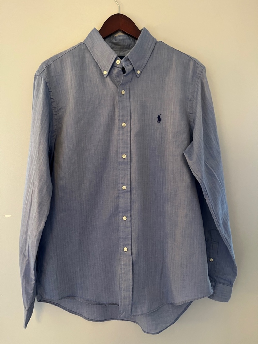 Ralph Lauren Men’s Light Blue Button-Down Oxford Shirt with Navy Pony